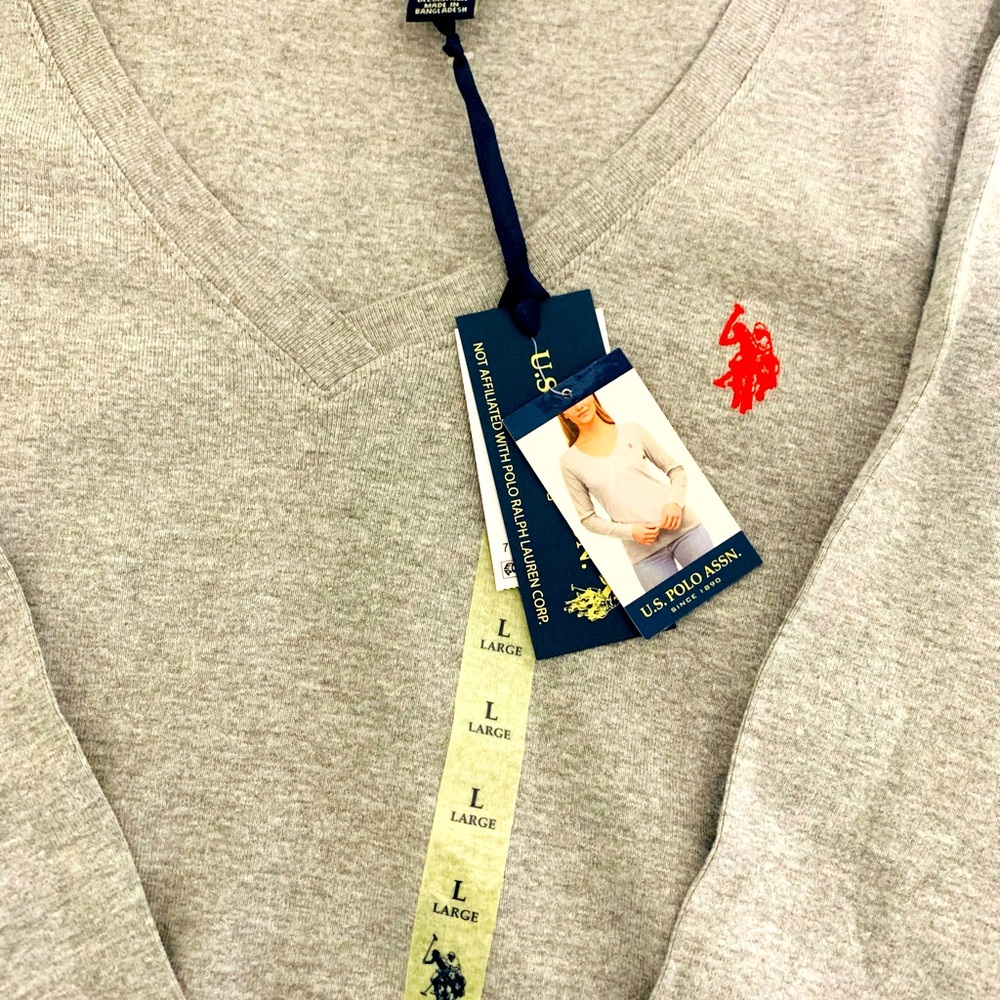 U.S. Polo Assn. Gray Tee with Red Logo L